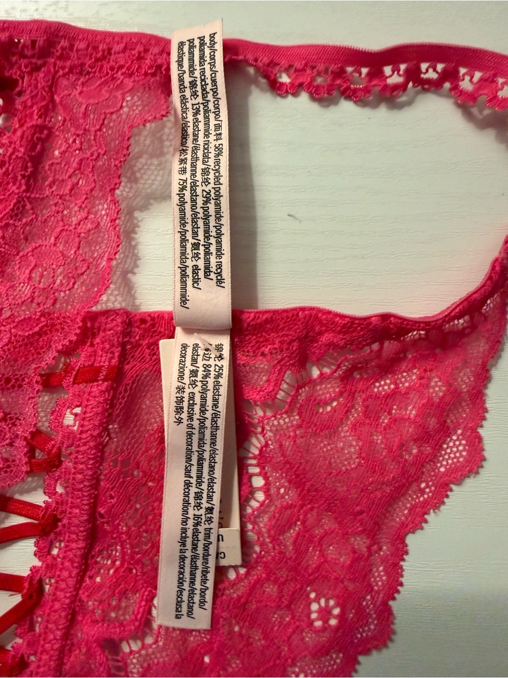 Victoria's Secret Fuchsia Lace Crisscross Thong - Picture 4 of 5